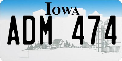 IA license plate ADM474