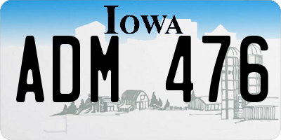 IA license plate ADM476