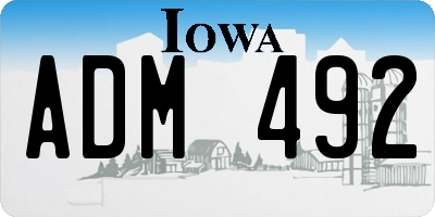 IA license plate ADM492