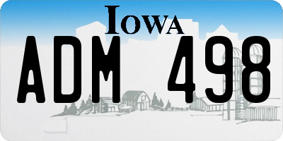 IA license plate ADM498