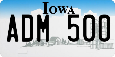 IA license plate ADM500