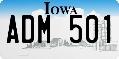 IA license plate ADM501