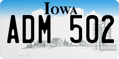 IA license plate ADM502