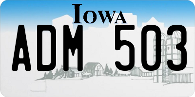 IA license plate ADM503