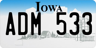 IA license plate ADM533