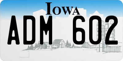 IA license plate ADM602