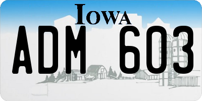 IA license plate ADM603