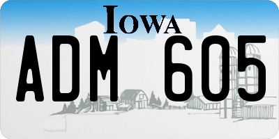 IA license plate ADM605