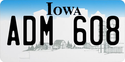 IA license plate ADM608