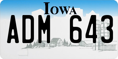 IA license plate ADM643