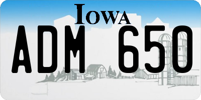 IA license plate ADM650