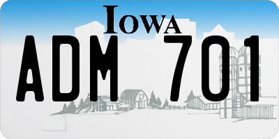 IA license plate ADM701