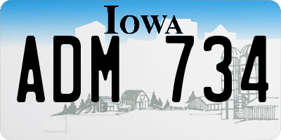 IA license plate ADM734