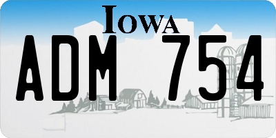 IA license plate ADM754