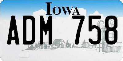 IA license plate ADM758
