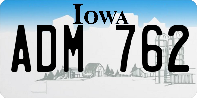 IA license plate ADM762