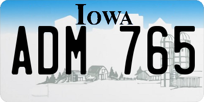 IA license plate ADM765