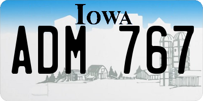 IA license plate ADM767