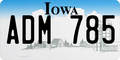 IA license plate ADM785
