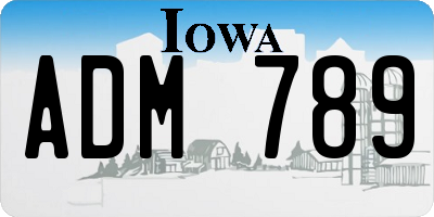 IA license plate ADM789