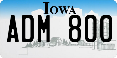 IA license plate ADM800