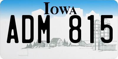 IA license plate ADM815
