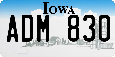 IA license plate ADM830