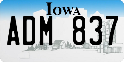IA license plate ADM837