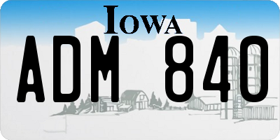IA license plate ADM840