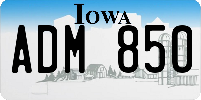 IA license plate ADM850