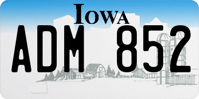 IA license plate ADM852