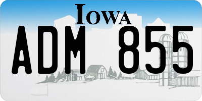 IA license plate ADM855