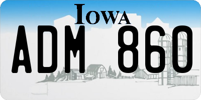 IA license plate ADM860