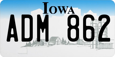 IA license plate ADM862