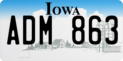IA license plate ADM863