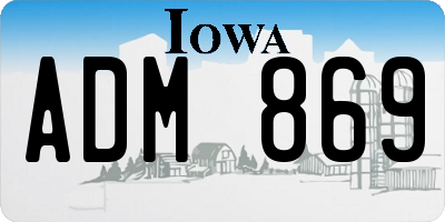 IA license plate ADM869