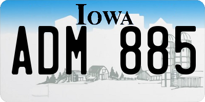 IA license plate ADM885