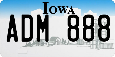 IA license plate ADM888