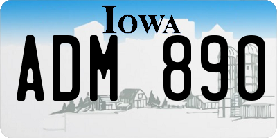 IA license plate ADM890