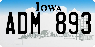 IA license plate ADM893