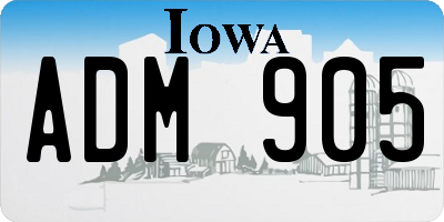 IA license plate ADM905