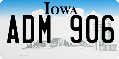 IA license plate ADM906