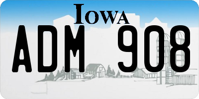 IA license plate ADM908