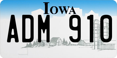 IA license plate ADM910