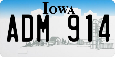 IA license plate ADM914