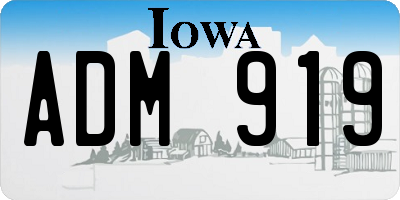 IA license plate ADM919