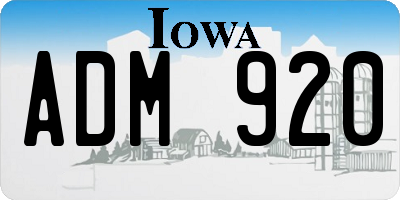 IA license plate ADM920