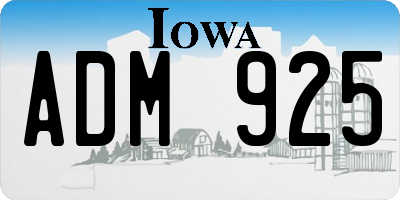 IA license plate ADM925