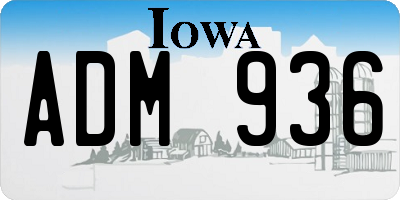 IA license plate ADM936