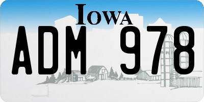 IA license plate ADM978